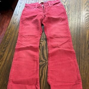 Gap corduroys, trim fit, low rise, flare leg, soft red